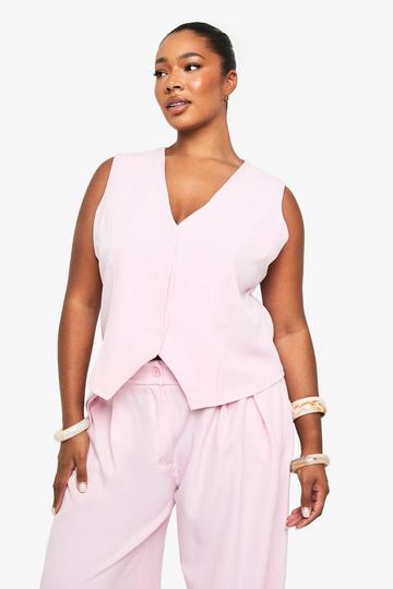 PLUS CONCEALED LAPEL WAISTCOAT baby pink