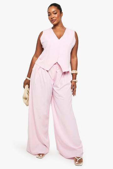 PLUS ELASTICATED BACK TAILORED TROUSER baby pink