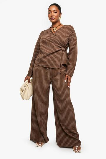 PLUS DRAWSTRING WIDE LEG TROUSER chocolate