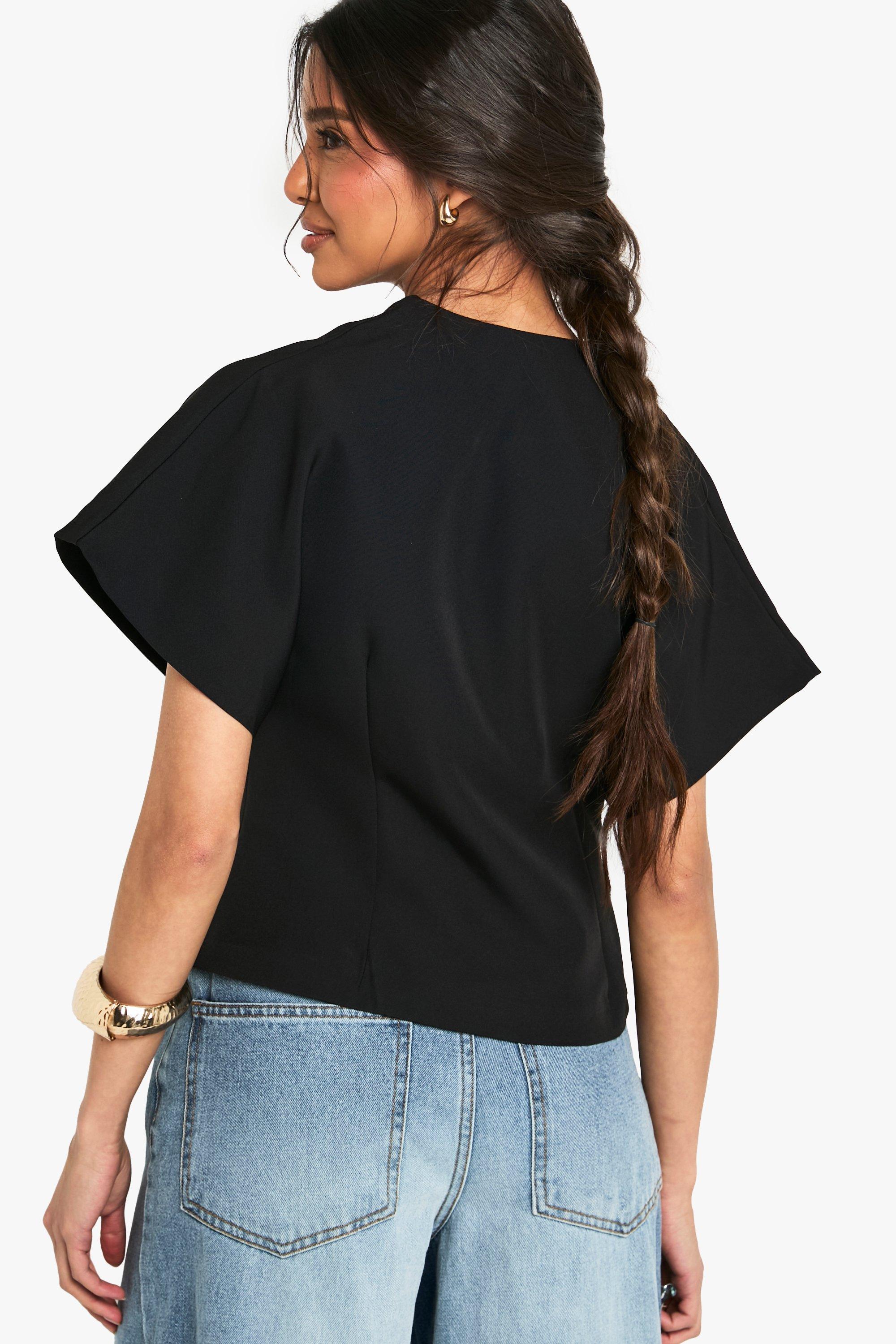 Woven Button Cap Sleeve Top | boohoo USA
