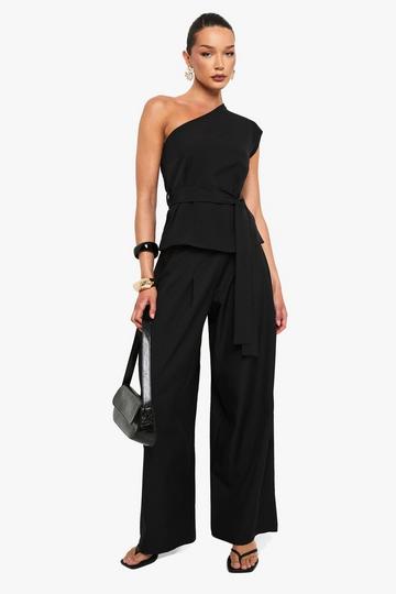 Woven Hammered Extreme Wide Leg Trousers black