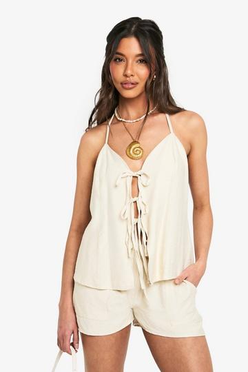 Linnen Look Halter Gilet stone