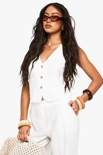 Woven Crinkle Waistcoat white