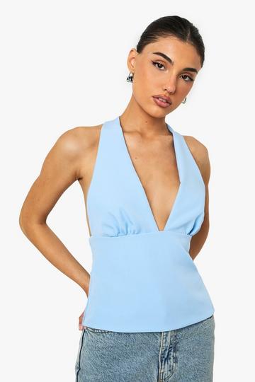 Geweven Top Met Buste Detail powder blue