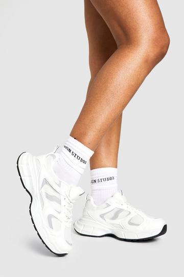 Contrast Chunky Sporty Dad Trainers white