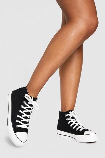 Black High Top Platform Lace Up Trainers