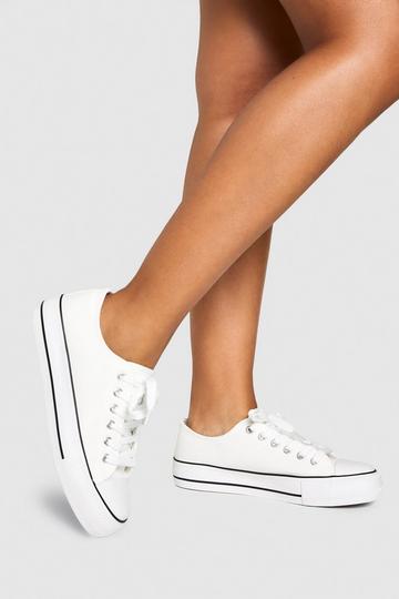 Low Top Platform Lace Up Trainers white