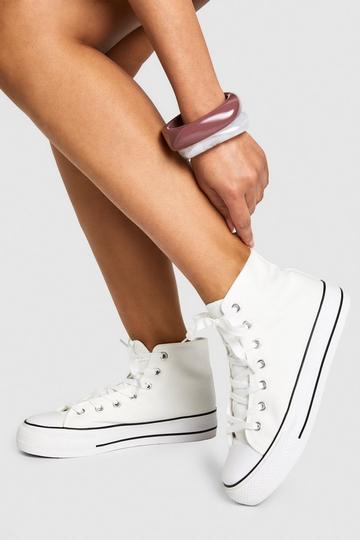 White High Top Platform Lace Up Trainers