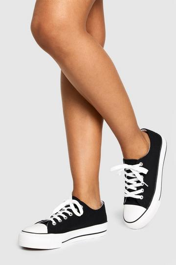 Black Low Top Platform Lace Up Trainers