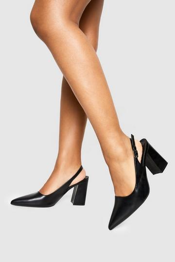 Block Heeled Slingback Courts black