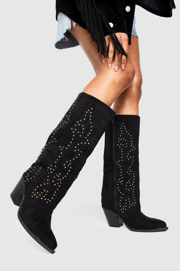 Western Embellished Column Boot black