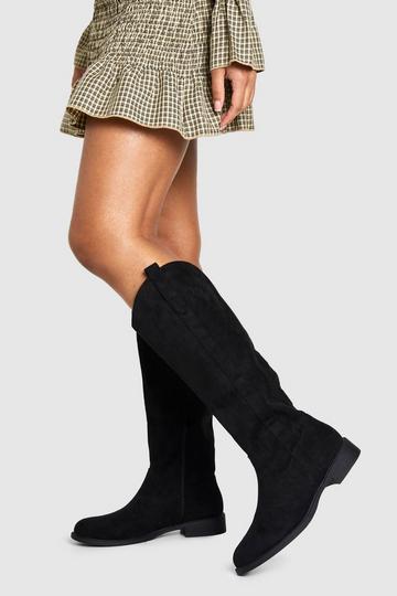 Western Boot Mid Low Block Heel black