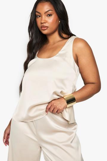 PLUS SCOOP NECK TOP stone