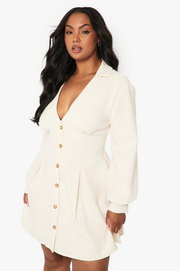 Plus Blouse Jurk Met Kraag stone