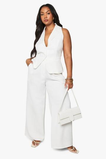 Plus Tailored Straight Leg Trouser white