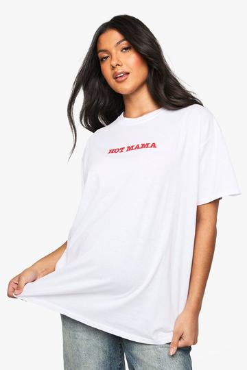 MATERNITY HOT MAMA OVERSIZED T-SHIRT white