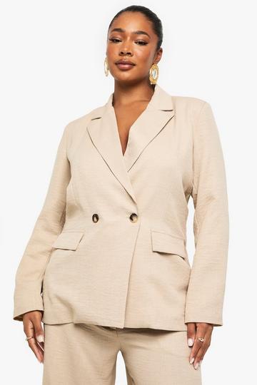 PLUS OVERSIZED SINGLE BREATSED BLAZER stone