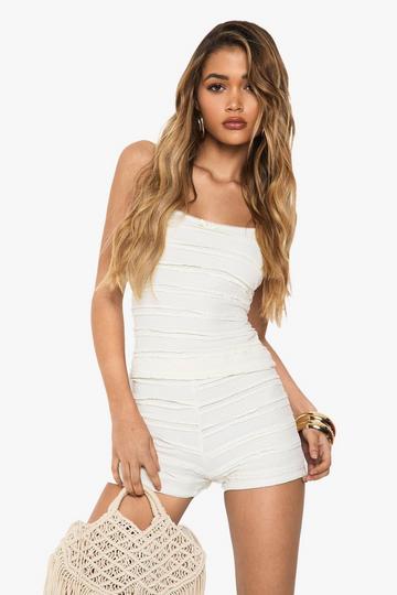 Textured Frill Cami Top cream