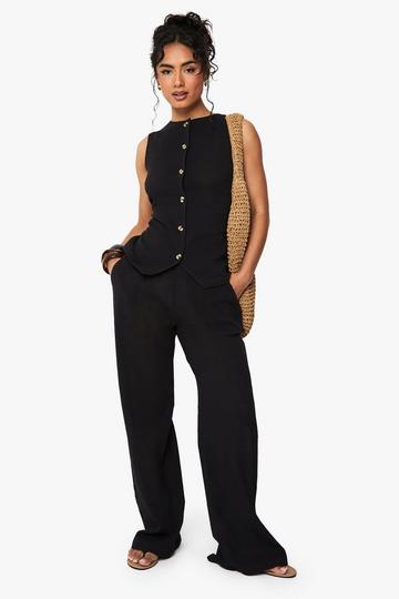 Gekreukelde Wide Leg Broek Met Textuur black