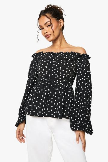 Polka Bardot Blouse black