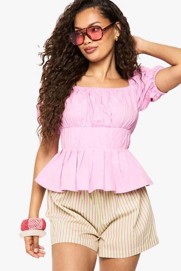 Poplin Top Met Uitgesneden Hals pink