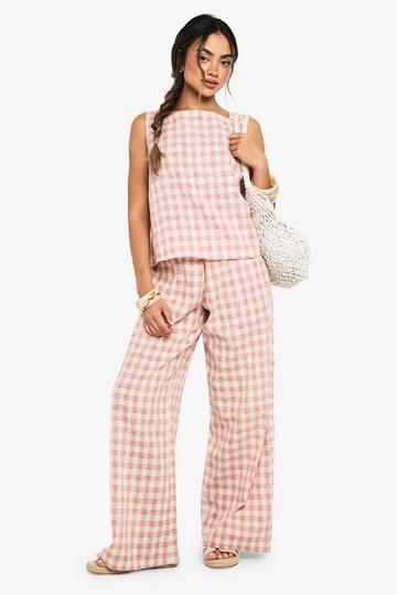 Stone Beige Gingham Woven Boxy Co-Ord