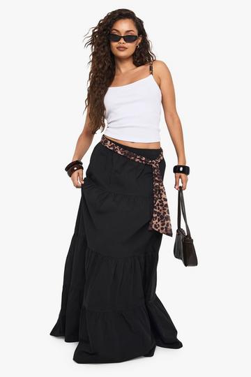 Poplin Tiered Maxi Skirt black