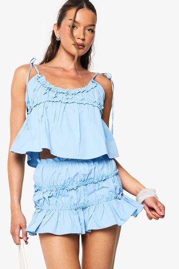 Cotton Poplin Tie Shoulder Cami Top baby blue