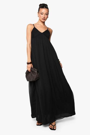 Tall Chiffon Strappy Volume Maxi Dress black