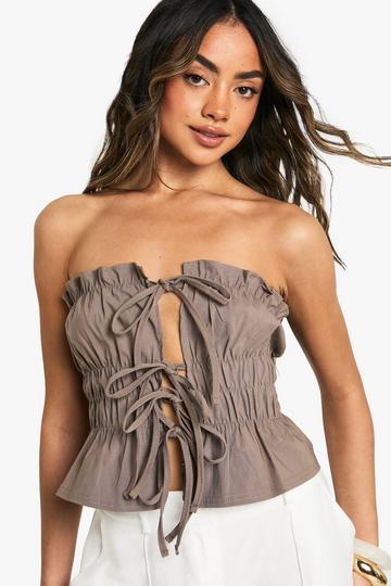 Bengaline Bandeau Korset Met Strik mocha