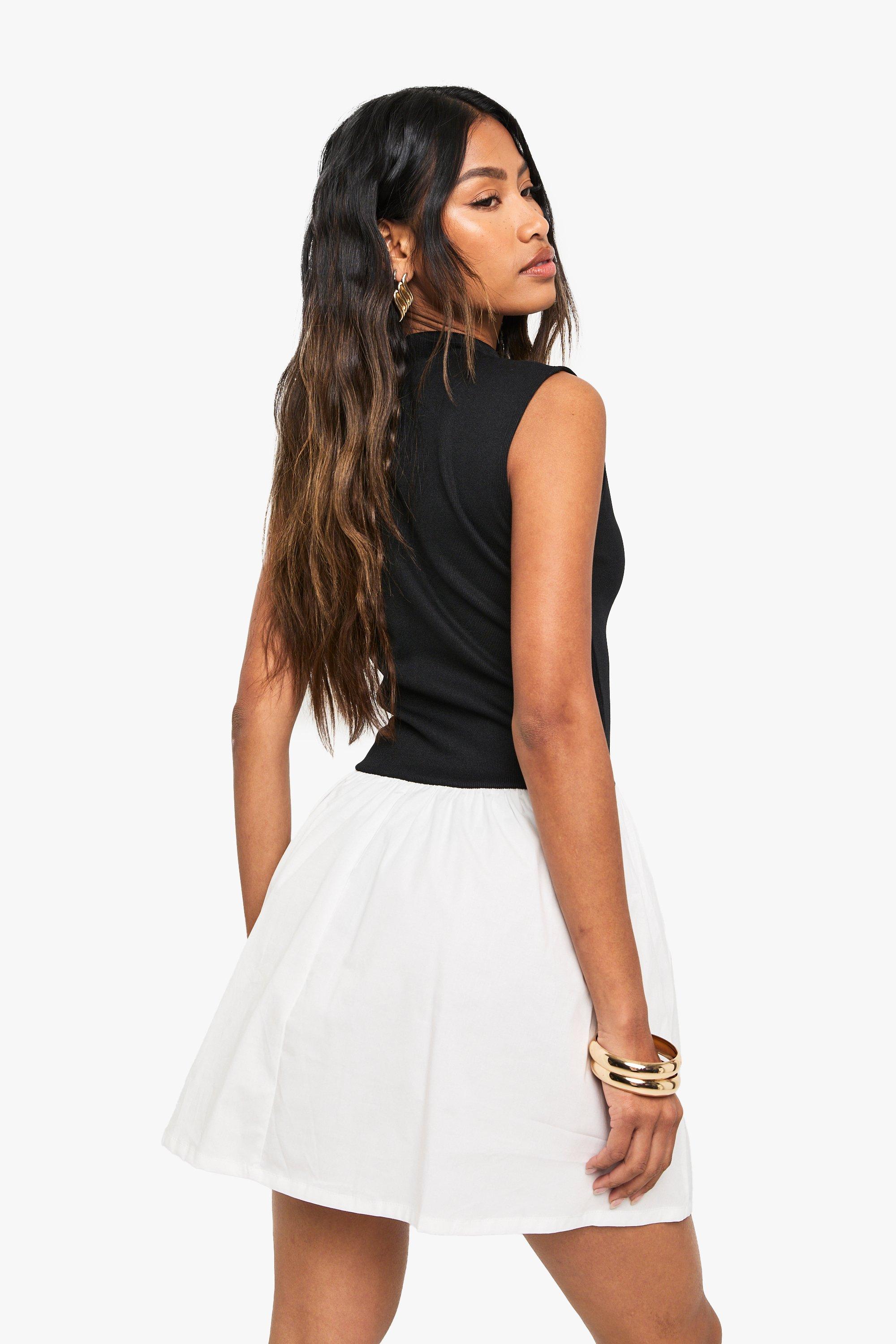 Contrasting Black Top & White Skirt High-Neck Dress Contrasting Black Top & White Skirt High-Neck Dress