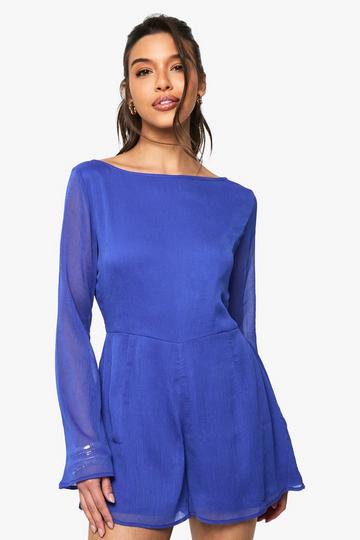 Chiffon Cross Back Playsuit cobalt