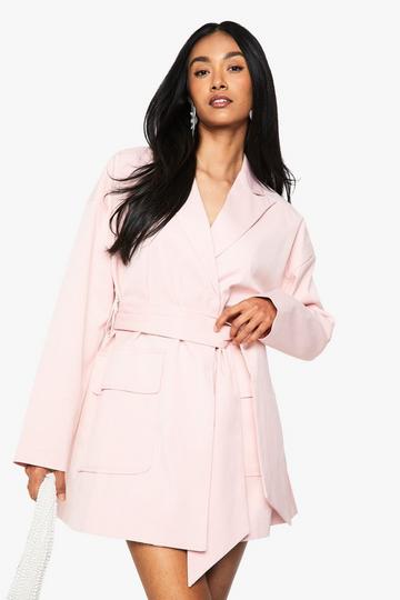 Tailored Oversized Wrap Blazer Dress pink