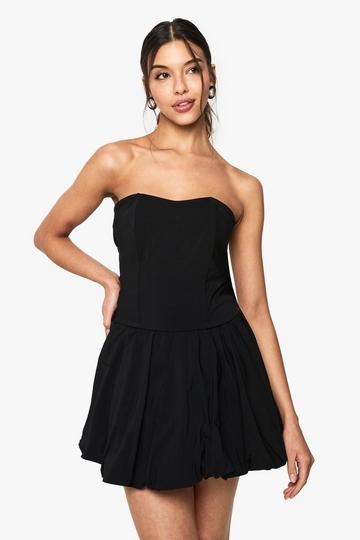 Petite Puffball Bandeau Mini Dress black