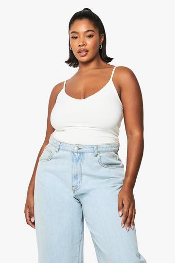 PLUS DOUBLE LAYER SLINKY STRAPPY BODYSUIT white