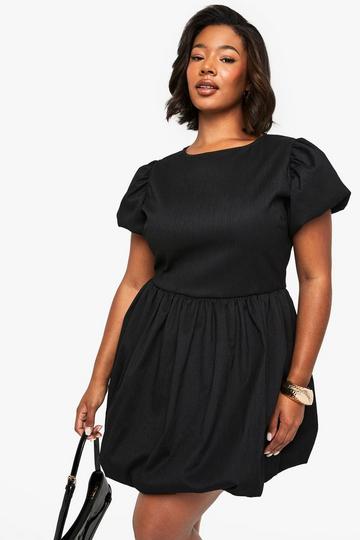 Plus PU Skater Jurk Met Textuur En Textuur black