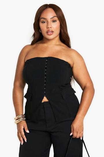 Plus Bengaline Corset Bandeau Top black