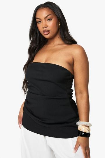 Plus structured draped bandeau top black