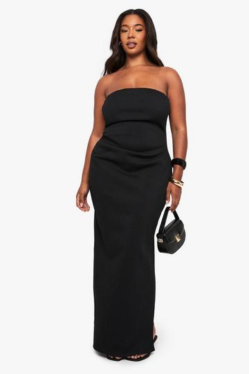 Plus Structured Draped Bandeau Maxi Dress black
