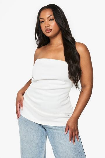 Plus structured draped bandeau top white