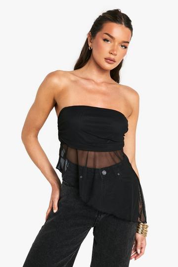 Mesh Bandeau Top Met Asymmetrische Zoom black