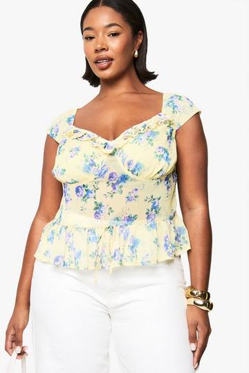 Plus Peplum Top Met Ruches lemon