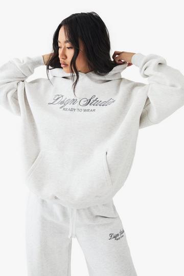 DSGN STUDIO EMBROIDERED SCRIPT OVERSIZED HOODIE ash grey
