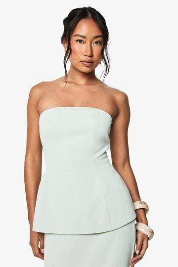 Woven Bandeau Peplum Top sage