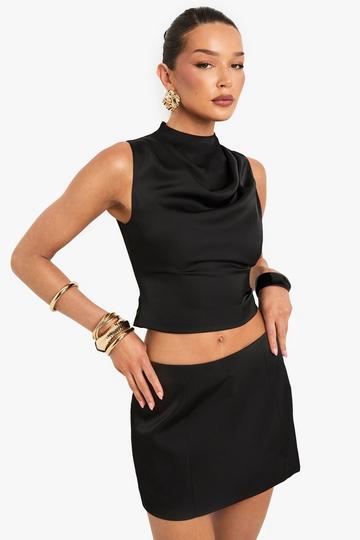 Satin Mini Skirt black