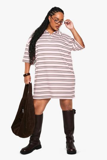 PLUS STRIPE T SHIRT DRESS pink