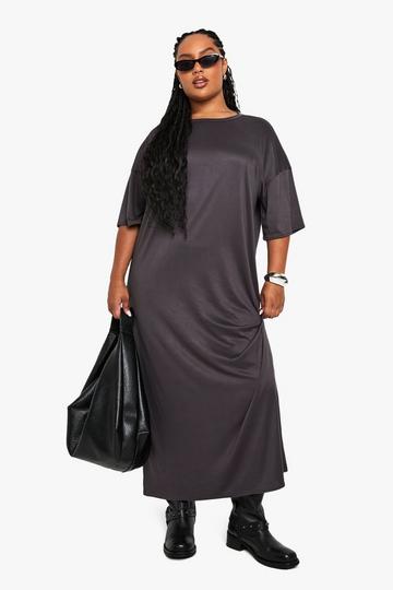 PLUS OVERSIZED MIDAXI T SHIRT DRESS charcoal