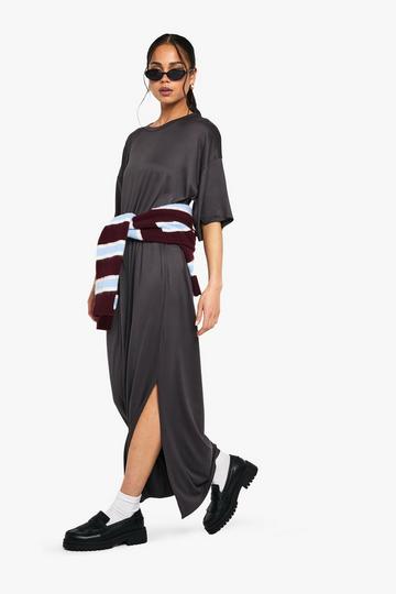 Oversized T-Shirt Maxi Jurk charcoal