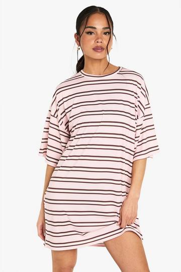 Stripe T Shirt Mini Dress pink