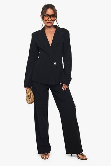 Getailleerde Linnen Broek Met Rechte Pijpen black